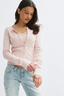 New Gina Tricot 14+ 2 in 1 lace rib cardigan Roze