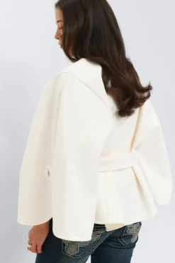 Outlet Gina Tricot 14+ belted cape Wit