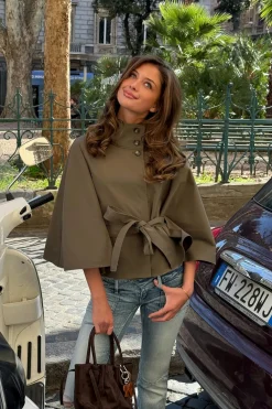 Best Gina Tricot 14+ belted trench cape Groen