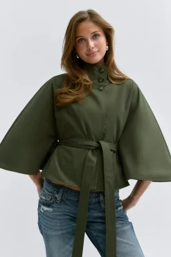 Best Gina Tricot 14+ belted trench cape Groen