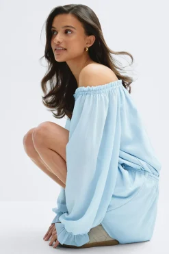 Clearance Gina Tricot 14+ breeze off shoulder dress Blauw