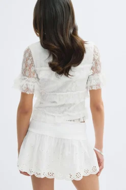Online Gina Tricot 14+ broderie anglais skirt Wit