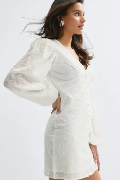 Hot Gina Tricot 14+ embroidery dress Wit