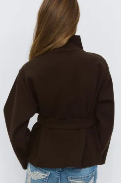 Outlet Gina Tricot 14+ felt wrap jacket Bruin