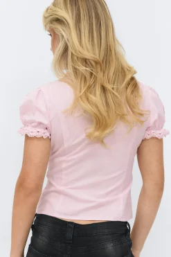 Outlet Gina Tricot 14+ fitted short sleeve top Roze
