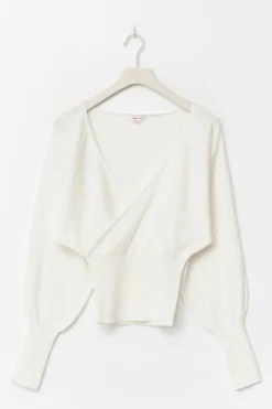 Online Gina Tricot 14+ fitted wrap sweater Wit