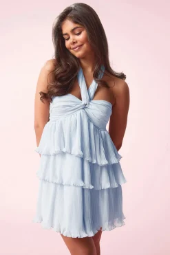 Best Gina Tricot 14+ halterneck frill dress Blauw