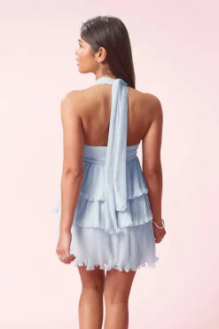 Best Gina Tricot 14+ halterneck frill dress Blauw