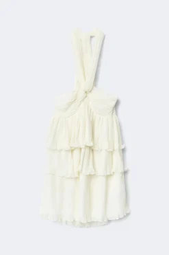 Gina Tricot 14+ halterneck frill dress Wit