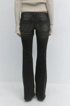 Gina Tricot 14+ hip hug flare tall jeans Zwart