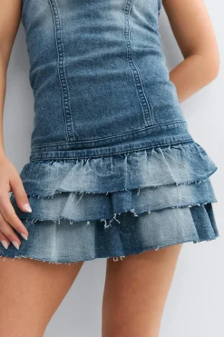 Hot Gina Tricot 14+ jeanqueen frill dress Blauw