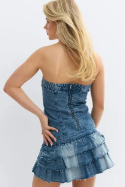 Hot Gina Tricot 14+ jeanqueen frill dress Blauw