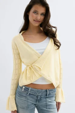 Discount Gina Tricot 14+ knitted frill cardigan Geel