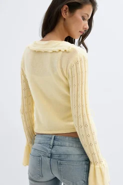 Discount Gina Tricot 14+ knitted frill cardigan Geel