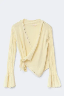 Discount Gina Tricot 14+ knitted frill cardigan Geel