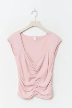 Discount Gina Tricot 14+ knitted ruched top Roze