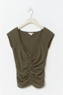 Hot Gina Tricot 14+ knitted ruched top Groen
