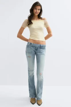 New Gina Tricot 14+ lace detail top Geel
