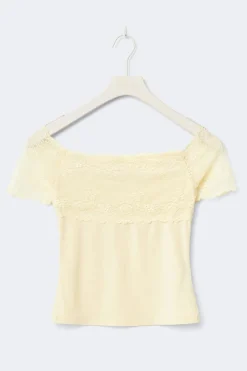 New Gina Tricot 14+ lace detail top Geel