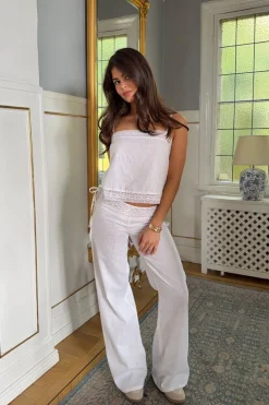 Hot Gina Tricot 14+ linen blend trousers Wit