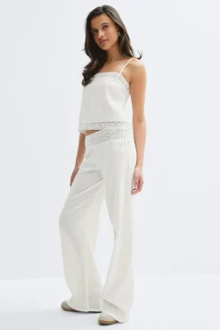 Hot Gina Tricot 14+ linen blend trousers Wit