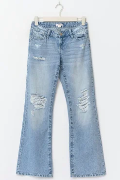 Online Gina Tricot 14+ low loose bootcut jeans Blauw