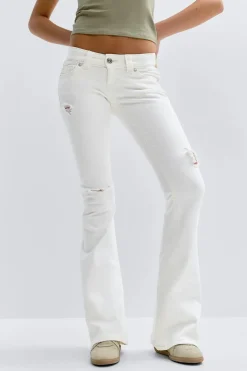 Outlet Gina Tricot 14+ low rise flare jeans Wit