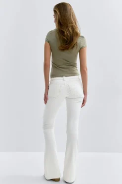 Outlet Gina Tricot 14+ low rise flare jeans Wit