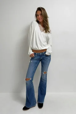 Clearance Gina Tricot 14+ low rise flare jeans Blauw