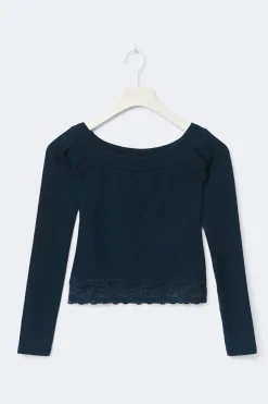 Online Gina Tricot 14+ off shoulder top Blauw