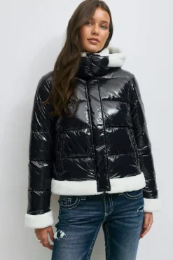 Online Gina Tricot 14+ padded fur jacket Blauw