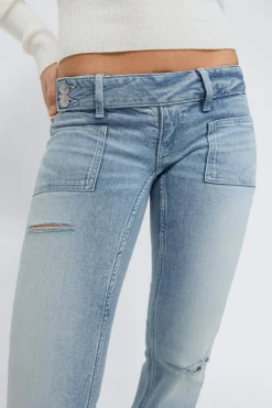 Outlet Gina Tricot 14+ pleated flare jeans Blauw