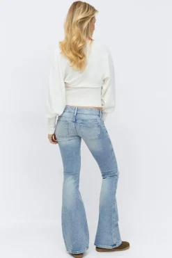 Outlet Gina Tricot 14+ pleated flare jeans Blauw