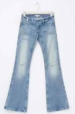 Outlet Gina Tricot 14+ pleated flare jeans Blauw