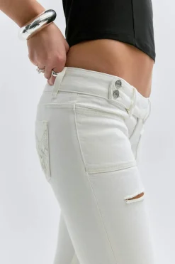 Outlet Gina Tricot 14+ pleated flare jeans Wit