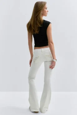 Outlet Gina Tricot 14+ pleated flare jeans Wit