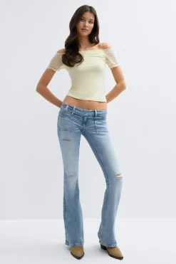 Best Gina Tricot 14+ pleated flare jeans tall Blauw