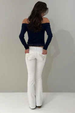 Hot Gina Tricot 14+ pleated flare jeans tall Wit