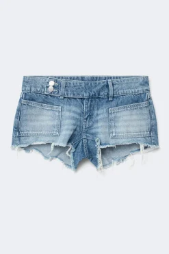 Online Gina Tricot 14+ pleated low denim shorts Blauw