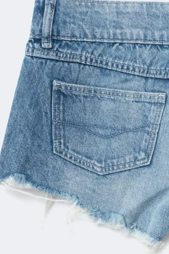 Online Gina Tricot 14+ pleated low denim shorts Blauw