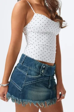 Online Gina Tricot 14+ pleated low denim skirt Blauw