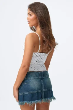 Online Gina Tricot 14+ pleated low denim skirt Blauw