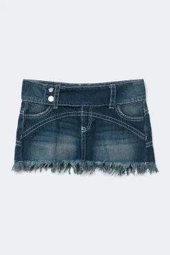 Online Gina Tricot 14+ pleated low denim skirt Blauw