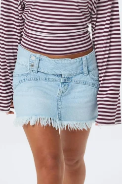 New Gina Tricot 14+ pleated low denim skirt Blauw