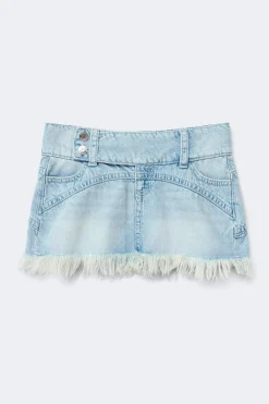 New Gina Tricot 14+ pleated low denim skirt Blauw