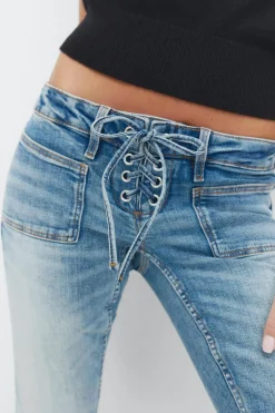 Hot Gina Tricot 14+ pleated tie jeans Blauw