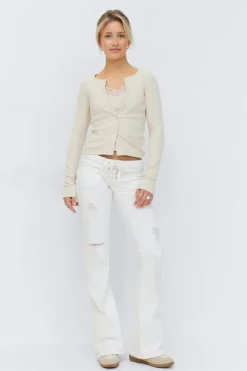 Sale Gina Tricot 14+ pleated tie jeans Wit
