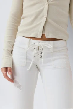 Sale Gina Tricot 14+ pleated tie jeans Wit