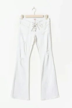 Sale Gina Tricot 14+ pleated tie jeans Wit