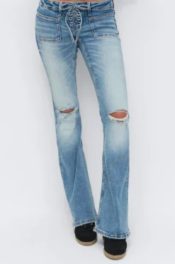 Clearance Gina Tricot 14+ pleated tie jeans tall Blauw
